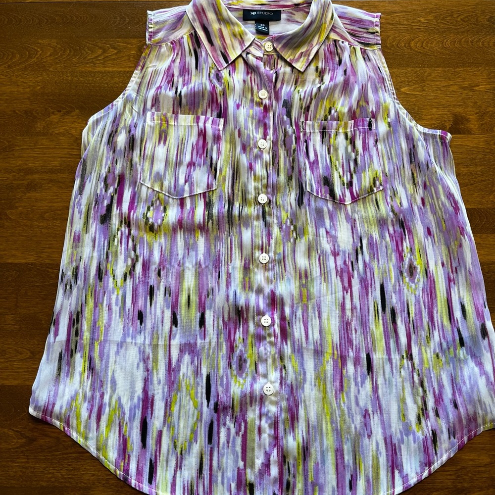 AB Studio Abstract Sleeveless Blouse XS